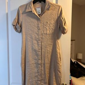 Tahari Tan Button-Up Dress